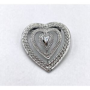 Vintage GERRY'S Silver Tone Brooch Pin - Heart Shaped